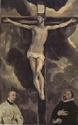 El Greco Christ on the Cross Adored by Two Donors (mk05) oil painting on canvas